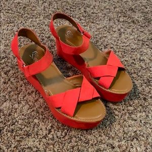 Franco Sarto Red Platform Sandals
